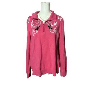 IZOD XFG Womans Sweater Pink Quarter Zip Size Large